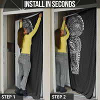 Hawaiian Traditional Tattoos Door Cover Kakau Tribal Tropical Plant Motif Black Color LT03 - Polynesian Pride