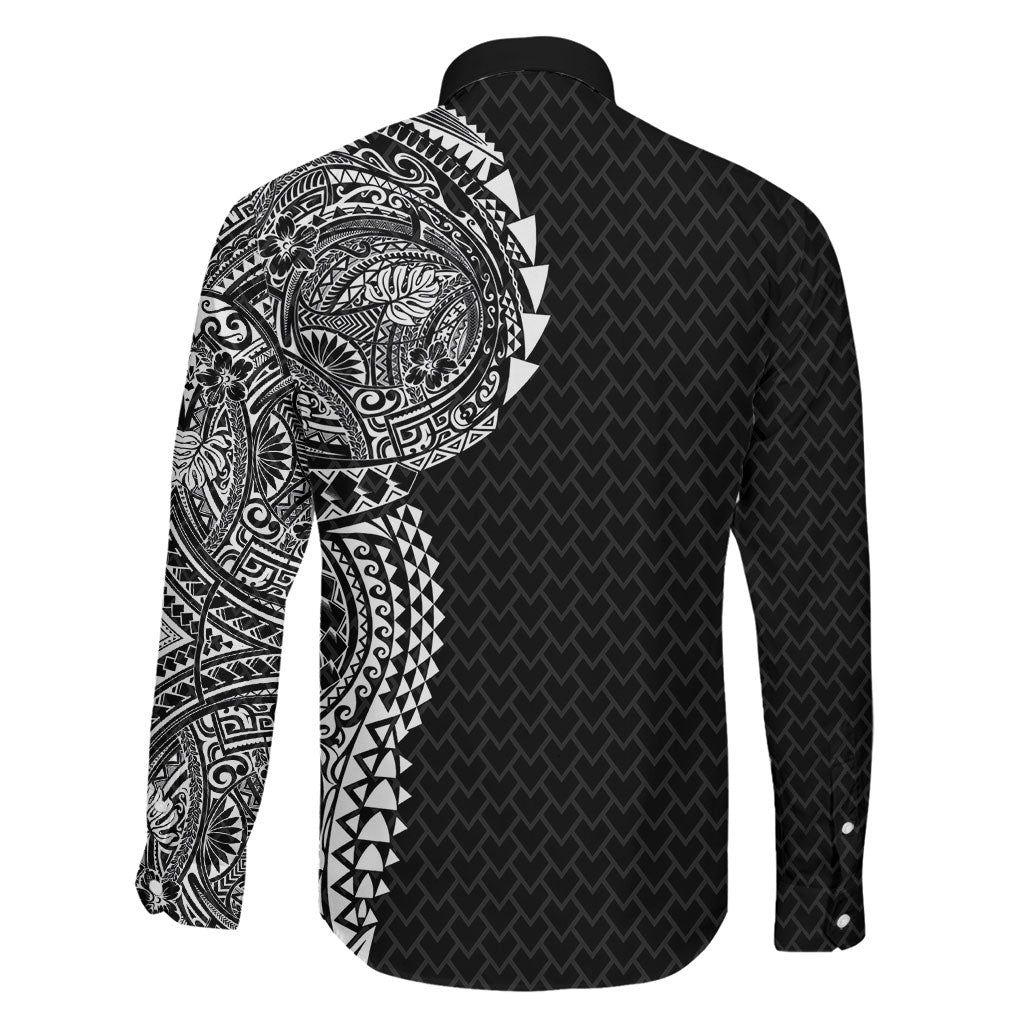 Hawaiian Traditional Tattoos Family Matching Puletasi and Hawaiian Shirt Kakau Tribal Tropical Plant Motif Black Color LT03 - Polynesian Pride