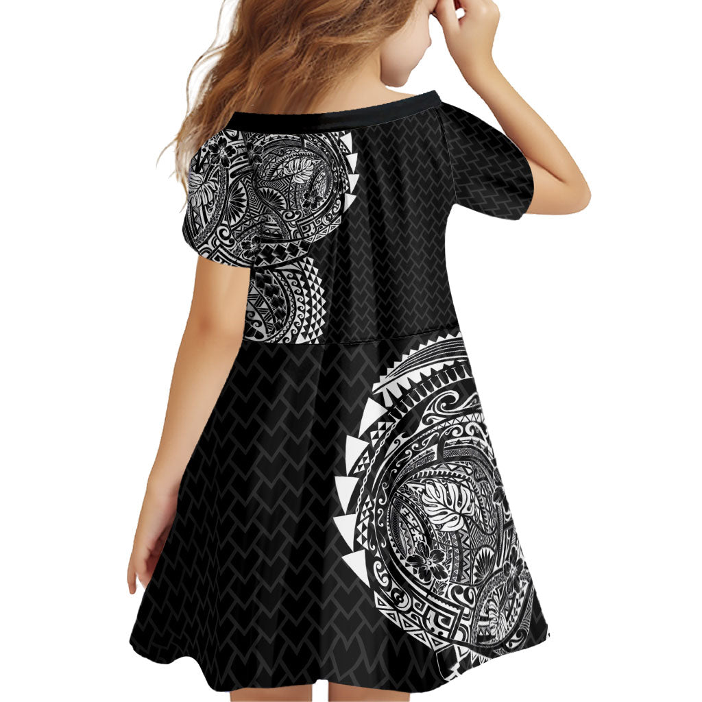 Hawaiian Traditional Tattoos Family Matching Tank Maxi Dress and Hawaiian Shirt Kakau Tribal Tropical Plant Motif Black Color LT03 - Polynesian Pride