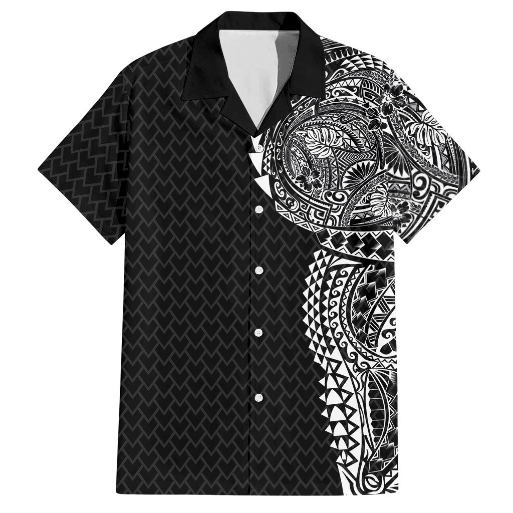 Hawaiian Traditional Tattoos Hawaiian Shirt Kakau Tribal Tropical Plant Motif Black Color LT03 Black - Polynesian Pride