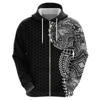 Hawaiian Traditional Tattoos Hoodie Kakau Tribal Tropical Plant Motif Black Color LT03 - Polynesian Pride