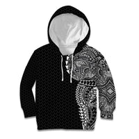 Hawaiian Traditional Tattoos Kid Hoodie Kakau Tribal Tropical Plant Motif Black Color LT03 Hoodie Black - Polynesian Pride