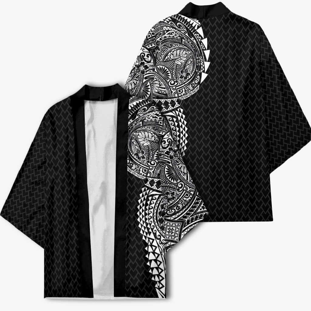Hawaiian Traditional Tattoos Kimono Kakau Tribal Tropical Plant Motif Black Color LT03 - Polynesian Pride