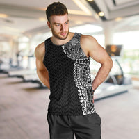 Hawaiian Traditional Tattoos Men Tank Top Kakau Tribal Tropical Plant Motif Black Color LT03 Black - Polynesian Pride