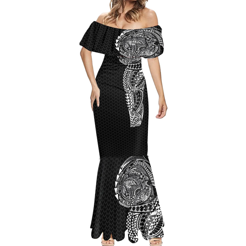 Hawaiian Traditional Tattoos Mermaid Dress Kakau Tribal Tropical Plant Motif Black Color LT03 - Polynesian Pride