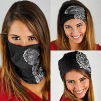Hawaiian Traditional Tattoos Neck Gaiter Kakau Tribal Tropical Plant Motif Black Color