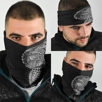 Hawaiian Traditional Tattoos Neck Gaiter Kakau Tribal Tropical Plant Motif Black Color