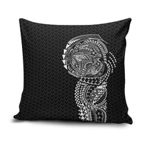 Hawaiian Traditional Tattoos Pillow Cover Kakau Tribal Tropical Plant Motif Black Color