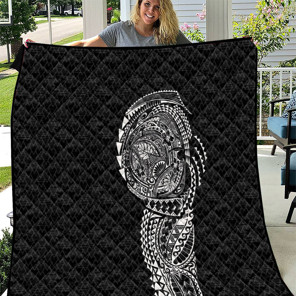 Hawaiian Traditional Tattoos Quilt Kakau Tribal Tropical Plant Motif Black Color