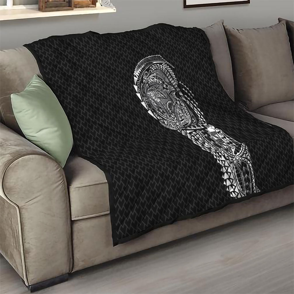 Hawaiian Traditional Tattoos Quilt Kakau Tribal Tropical Plant Motif Black Color