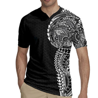 Hawaiian Traditional Tattoos Rugby Jersey Kakau Tribal Tropical Plant Motif Black Color