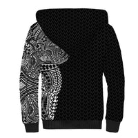 Hawaiian Traditional Tattoos Sherpa Hoodie Kakau Tribal Tropical Plant Motif Black Color LT03 - Polynesian Pride