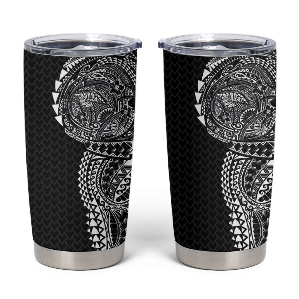 Hawaiian Traditional Tattoos Tumbler Cup Kakau Tribal Tropical Plant Motif Black Color LT03 Black - Polynesian Pride