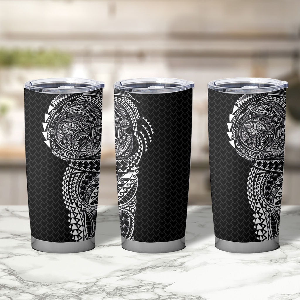 Hawaiian Traditional Tattoos Tumbler Cup Kakau Tribal Tropical Plant Motif Black Color LT03 - Polynesian Pride