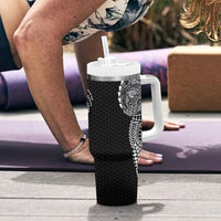 Hawaiian Traditional Tattoos Tumbler With Handle Kakau Tribal Tropical Plant Motif Black Color LT03 - Polynesian Pride