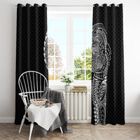 Hawaiian Traditional Tattoos Window Curtain Kakau Tribal Tropical Plant Motif Black Color
