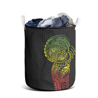 Hawaiian Traditional Tattoos Laundry Basket Kakau Tribal Tropical Plant Motif Kanaka Maoli Flag Color Inspired LT03 - Polynesian Pride