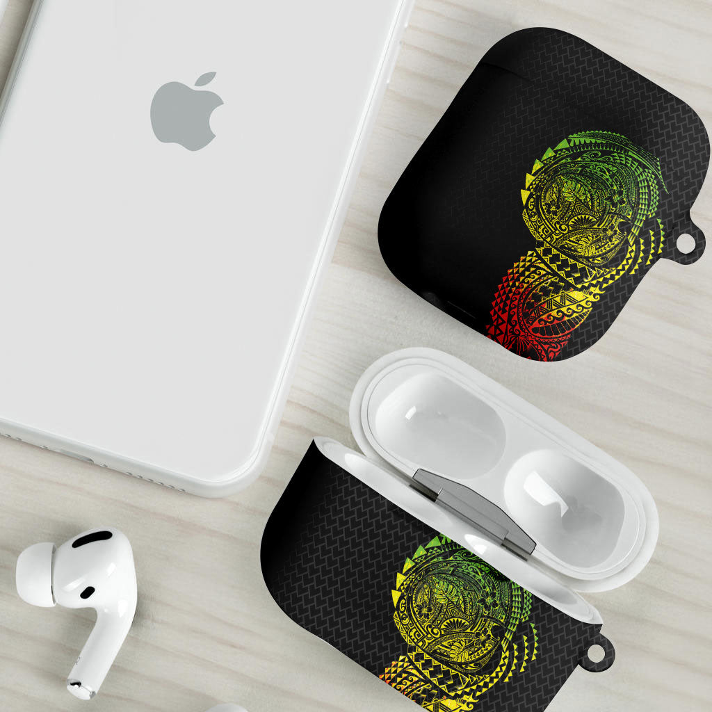 Hawaiian Traditional Tattoos AirPods Case Kakau Tribal Tropical Plant Motif Kanaka Maoli Flag Color Inspired LT03 - Polynesian Pride