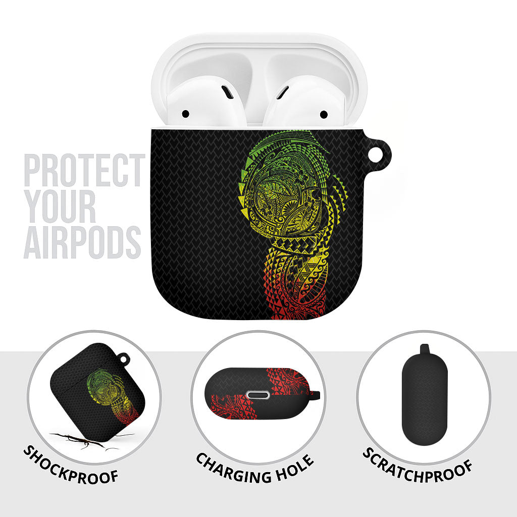 Hawaiian Traditional Tattoos AirPods Case Kakau Tribal Tropical Plant Motif Kanaka Maoli Flag Color Inspired LT03 - Polynesian Pride