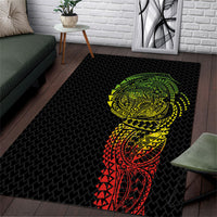 Hawaiian Traditional Tattoos Area Rug Kakau Tribal Tropical Plant Motif Kanaka Maoli Flag Color Inspired LT03 Multicolor - Polynesian Pride