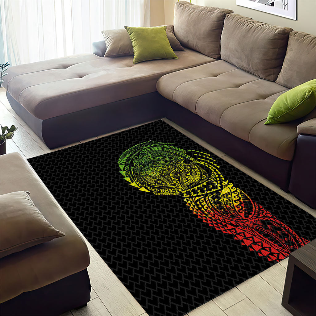Hawaiian Traditional Tattoos Area Rug Kakau Tribal Tropical Plant Motif Kanaka Maoli Flag Color Inspired LT03 - Polynesian Pride