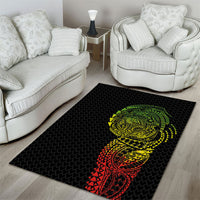 Hawaiian Traditional Tattoos Area Rug Kakau Tribal Tropical Plant Motif Kanaka Maoli Flag Color Inspired LT03 - Polynesian Pride