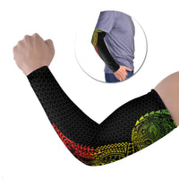Hawaiian Traditional Tattoos Arm Sleeves Kakau Tribal Tropical Plant Motif Kanaka Maoli Flag Color Inspired LT03 Set of 2 Multicolor - Polynesian Pride