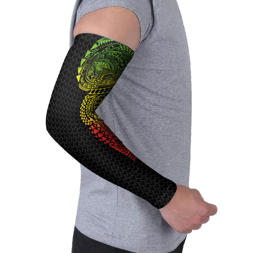 Hawaiian Traditional Tattoos Arm Sleeves Kakau Tribal Tropical Plant Motif Kanaka Maoli Flag Color Inspired LT03 - Polynesian Pride