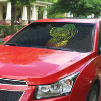 Hawaiian Traditional Tattoos Auto Sun Shade Kakau Tribal Tropical Plant Motif Kanaka Maoli Flag Color Inspired LT03 - Polynesian Pride