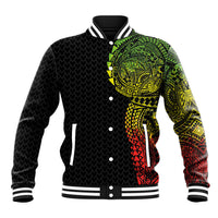 Hawaiian Traditional Tattoos Baseball Jacket Kakau Tribal Tropical Plant Motif Kanaka Maoli Flag Color Inspired LT03 Unisex Multicolor - Polynesian Pride