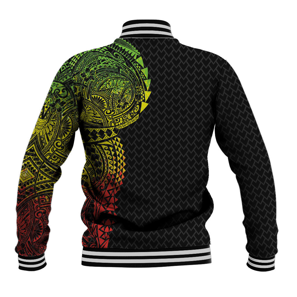 Hawaiian Traditional Tattoos Baseball Jacket Kakau Tribal Tropical Plant Motif Kanaka Maoli Flag Color Inspired LT03 - Polynesian Pride