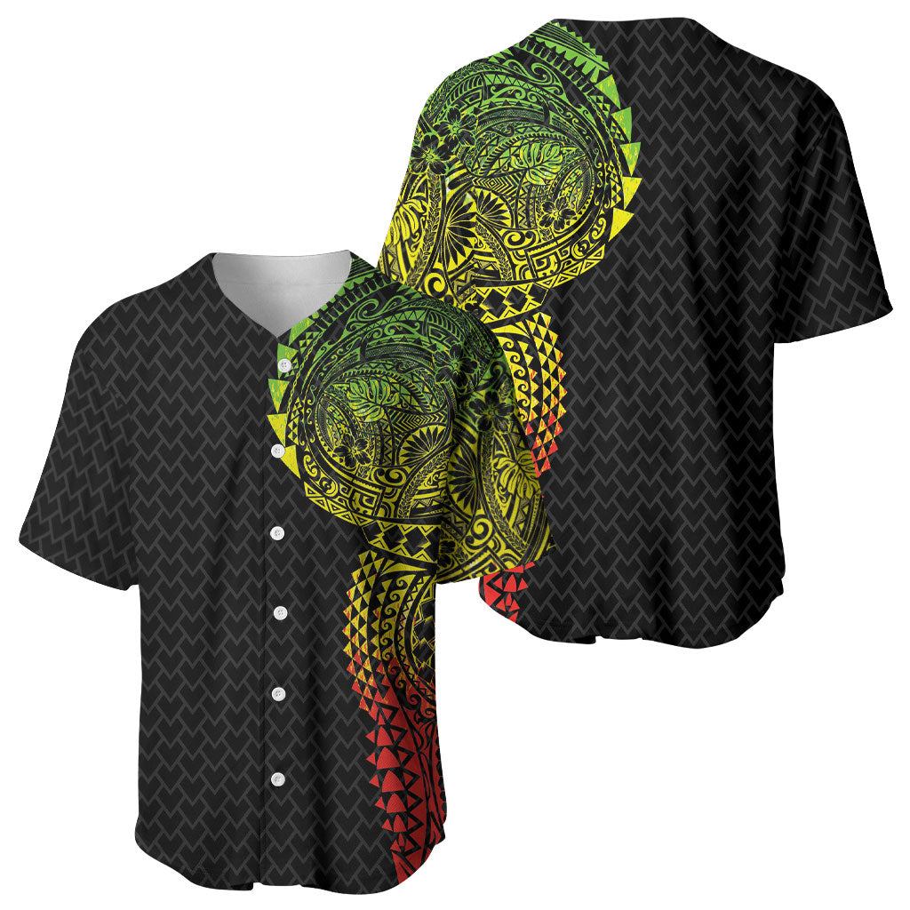 Hawaiian Traditional Tattoos Baseball Jersey Kakau Tribal Tropical Plant Motif Kanaka Maoli Flag Color Inspired LT03 - Polynesian Pride
