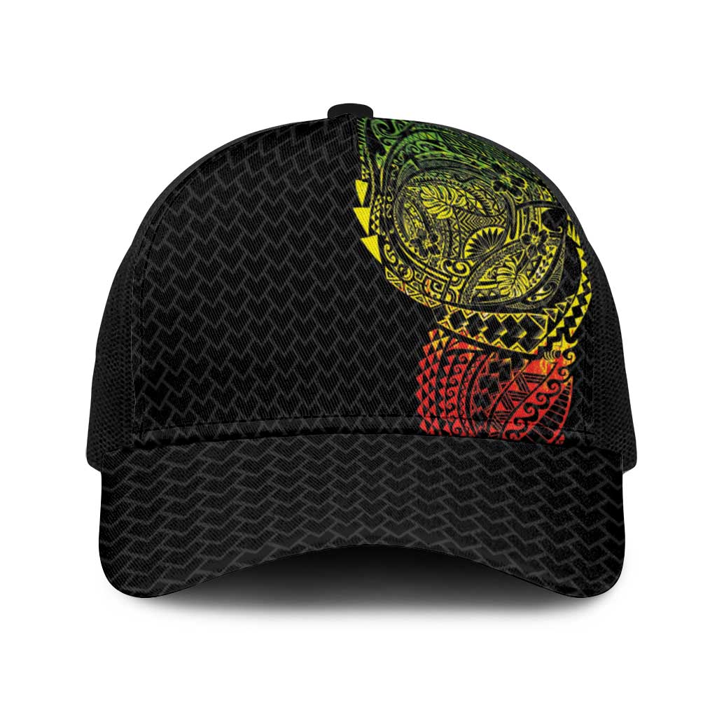 Hawaiian Traditional Tattoos Baseball Net Cap Kakau Tribal Tropical Plants Motif Kanaka Maoli Flag Color Inspired