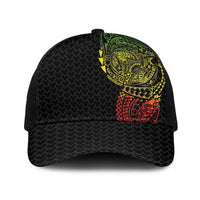 Hawaiian Traditional Tattoos Baseball Net Cap Kakau Tribal Tropical Plants Motif Kanaka Maoli Flag Color Inspired LT03 One Size Black Multicolor - Polynesian Pride