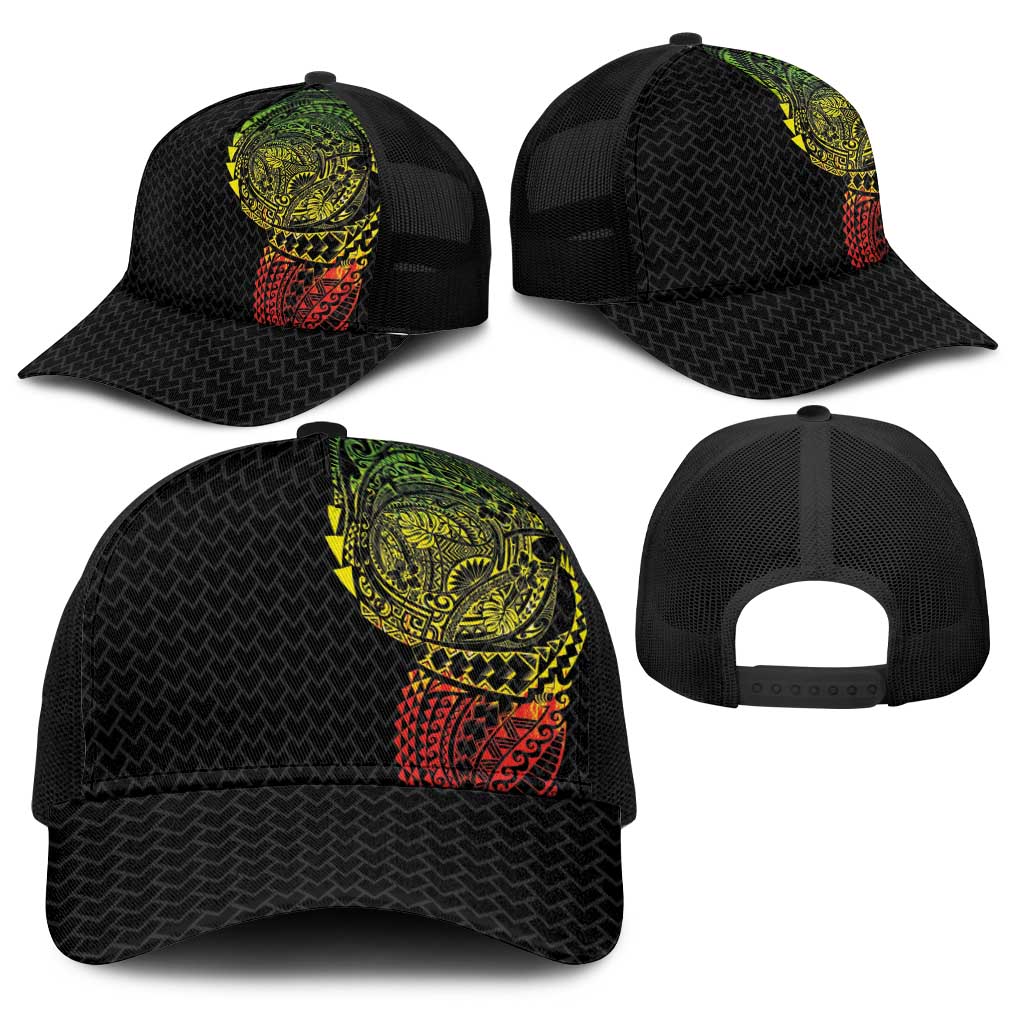 Hawaiian Traditional Tattoos Baseball Net Cap Kakau Tribal Tropical Plants Motif Kanaka Maoli Flag Color Inspired LT03 - Polynesian Pride