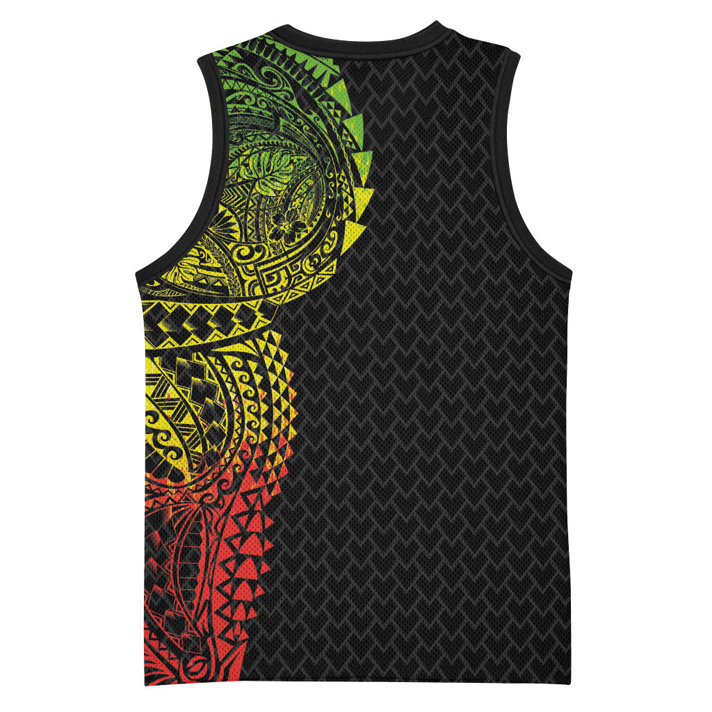 Hawaiian Traditional Tattoos Basketball Jersey Kakau Tribal Tropical Plant Motif Kanaka Maoli Flag Color Inspired LT03 - Polynesian Pride