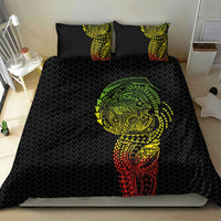 Hawaiian Traditional Tattoos Bedding Set Kakau Tribal Tropical Plant Motif Kanaka Maoli Flag Color Inspired LT03 - Polynesian Pride