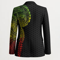 Hawaiian Traditional Tattoos Blazer Kakau Tribal Tropical Plant Motif Kanaka Maoli Flag Color Inspired LT03 - Polynesian Pride