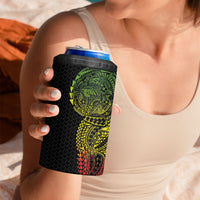 Hawaiian Traditional Tattoos 4 in 1 Can Cooler Tumbler Kakau Tribal Tropical Plant Motif Kanaka Maoli Flag Color Inspired LT03 - Polynesian Pride