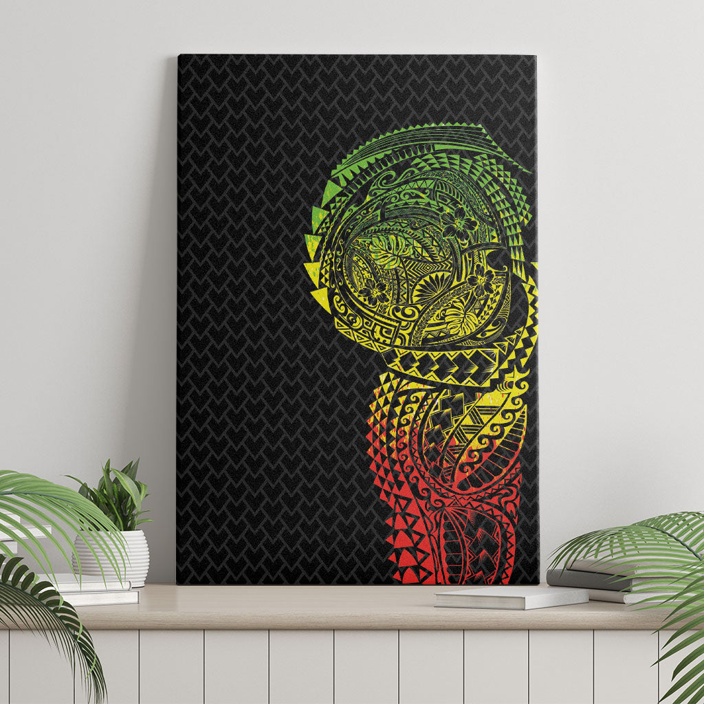 Hawaiian Traditional Tattoos Canvas Wall Art Kakau Tribal Tropical Plant Motif Kanaka Maoli Flag Color Inspired LT03 - Polynesian Pride