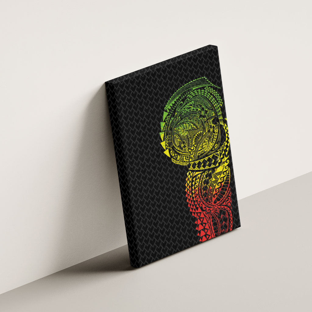 Hawaiian Traditional Tattoos Canvas Wall Art Kakau Tribal Tropical Plant Motif Kanaka Maoli Flag Color Inspired LT03 - Polynesian Pride
