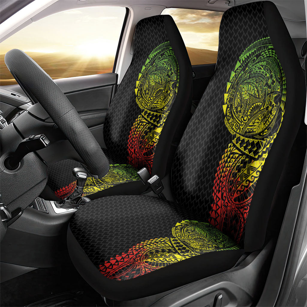 Hawaiian Traditional Tattoos Car Seat Cover Kakau Tribal Tropical Plant Motif Kanaka Maoli Flag Color Inspired LT03 - Polynesian Pride