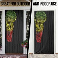 Hawaiian Traditional Tattoos Door Cover Kakau Tribal Tropical Plant Motif Kanaka Maoli Flag Color Inspired LT03 - Polynesian Pride