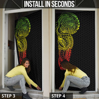 Hawaiian Traditional Tattoos Door Cover Kakau Tribal Tropical Plant Motif Kanaka Maoli Flag Color Inspired LT03 - Polynesian Pride