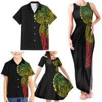 Hawaiian Traditional Tattoos Family Matching Tank Maxi Dress and Hawaiian Shirt Kakau Tribal Tropical Plant Motif Kanaka Maoli Flag Color Inspired LT03 - Polynesian Pride