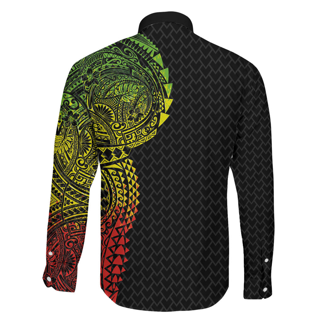 Hawaiian Traditional Tattoos Family Matching Tank Maxi Dress and Hawaiian Shirt Kakau Tribal Tropical Plant Motif Kanaka Maoli Flag Color Inspired LT03 - Polynesian Pride