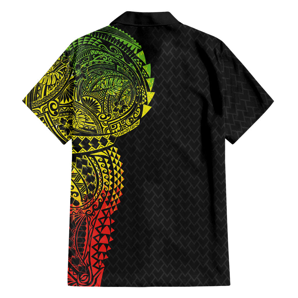Hawaiian Traditional Tattoos Hawaiian Shirt Kakau Tribal Tropical Plant Motif Kanaka Maoli Flag Color Inspired LT03 - Polynesian Pride