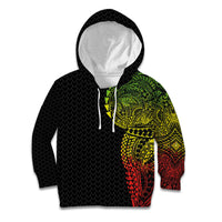 Hawaiian Traditional Tattoos Kid Hoodie Kakau Tribal Tropical Plant Motif Kanaka Maoli Flag Color Inspired LT03 Hoodie Multicolor - Polynesian Pride
