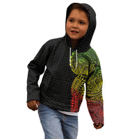 Hawaiian Traditional Tattoos Kid Hoodie Kakau Tribal Tropical Plant Motif Kanaka Maoli Flag Color Inspired LT03 - Polynesian Pride