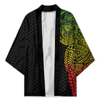 Hawaiian Traditional Tattoos Kimono Kakau Tribal Tropical Plant Motif Kanaka Maoli Flag Color Inspired LT03 Unisex Multicolor - Polynesian Pride